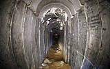 A picture taken in January 2018 of a destroyed Palestinian Islamic Jihad tunnel, leading from Gaza into Israel, near the southern Israeli kibbutz of Kissufim. (Jack Guez/AFP/POOL)