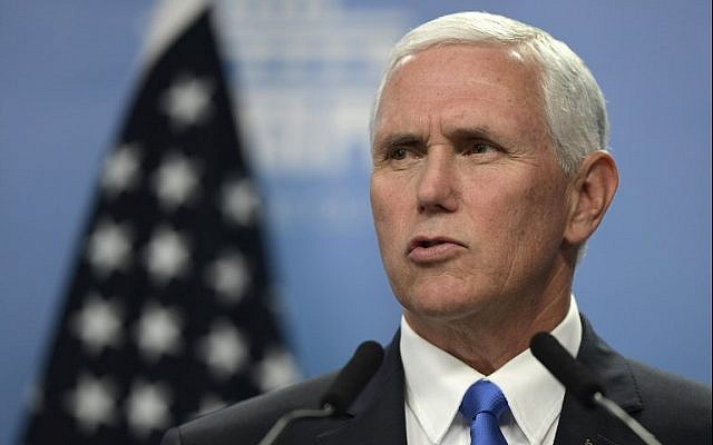 This file photo taken on August 15, 2017, shows US Vice President Mike Pence during a joint press conference with Argentina's President Mauricio Macri (not pictured) at the Olivos presidential residence in Olivos, Buenos Aires. (AFP Photo/Juan Mabromata) This file photo taken on August 15, 2017, shows US Vice President Mike Pence during a joint press conference with Argentina's President Mauricio Macri (not pictured) at the Olivos presidential residence in Olivos, Buenos Aires. (AFP Photo/Juan Mabromata)