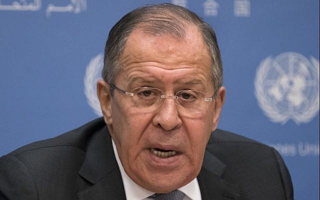 Russian Foreign Minister Sergey Lavrov speaks to reporters at the United Nations on January 19, 2018. (AFP Photo/Don Emmert) Russian Foreign Minister Sergey Lavrov speaks to reporters at the United Nations on January 19, 2018. (AFP Photo/Don Emmert)