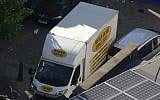 The van used in an attack on pedestrians in Finsbury Park area of north London, June 19, 2017. (AFP Photo/Daniel Leal-Olivas)