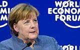 German chancellor Angela Merkel looks on after addressing the annual World Economic Forum (WEF) on January 24, 2018 in Davos, eastern Switzerland. (AFP PHOTO / Fabrice COFFRINI)