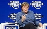German chancellor Angela Merkel attends the annual World Economic Forum (WEF) on January 24, 2018 in Davos, eastern Switzerland.  (AFP PHOTO / Fabrice COFFRINI)