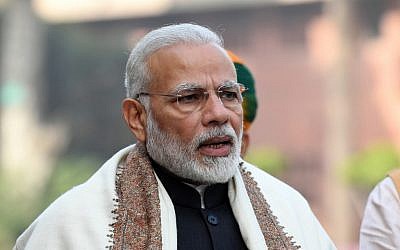 India Prime Minister Narendra Modi addresses the media ahead of a session at the Parliament house in New Delhi, January 29, 2018. (PRAKASH SINGH/AFP)