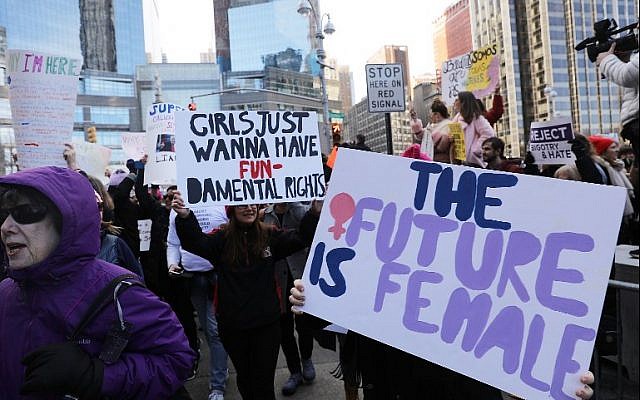 Thousands of people attend the Women's March in New York City on January 20, 2018. (Spencer Platt/Getty Images/AFP) Thousands of people attend the Women's March in New York City on January 20, 2018. (Spencer Platt/Getty Images/AFP)