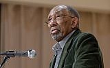 Julius Lester after receiving his Samuel Minot Jones Award for Local Literary Achievement, April 16, 2015. (CC BY 2.0 Flikr/Jones Library)
