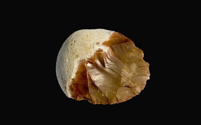 Hundreds of hand axes were uncovered in the excavation of the half a million-year-old prehistoric site at Jaljulia. (Samuel Magal, Courtesy of the Israel Antiquities Authority)