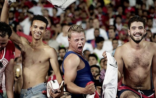 In this October 8, 2017 photo, Egyptian fans celebrate after beating Congo during the 2018 World Cup group E qualifying soccer match at the Borg El Arab Stadium in Alexandria, Egypt. (AP Photo/Nariman El-Mofty) In this October 8, 2017 photo, Egyptian fans celebrate after beating Congo during the 2018 World Cup group E qualifying soccer match at the Borg El Arab Stadium in Alexandria, Egypt. (AP Photo/Nariman El-Mofty)