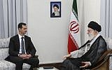 In this file photo from October 2, 2010, released by the official website of the Iranian supreme leader's office, Iranian Supreme Leader Ayatollah Ali Khamenei, right, talks with Syrian President Bashar Assad in Tehran, Iran.   (Office of the Supreme Leader, via AP, File)