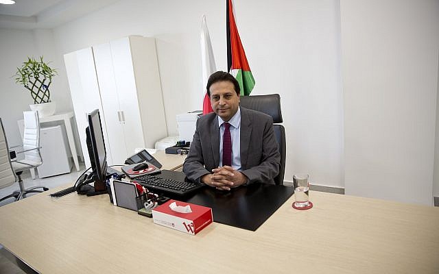 In this January 10, 2018, photo, Palestinian cellphone provider Wataniya CEO Durgham Maraee speaks with the Associated Press at his office in the West Bank city of Ramallah. (AP Photo/Majdi Mohammed) In this January 10, 2018, photo, Palestinian cellphone provider Wataniya CEO Durgham Maraee speaks with the Associated Press at his office in the West Bank city of Ramallah. (AP Photo/Majdi Mohammed)
