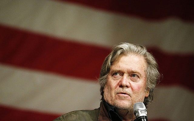 Former White House strategist Steve Bannon speaks during a Republican political rally in Fairhope Alabama, December 5, 2017. (Brynn Anderson/AP) Former White House strategist Steve Bannon speaks during a Republican political rally in Fairhope Alabama, December 5, 2017. (Brynn Anderson/AP)