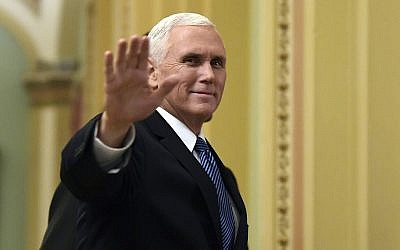 In this January 3, 2018, file photo, US Vice President Mike Pence waves as he walks on Capitol Hill in Washington. (AP Photo/Susan Walsh, File)