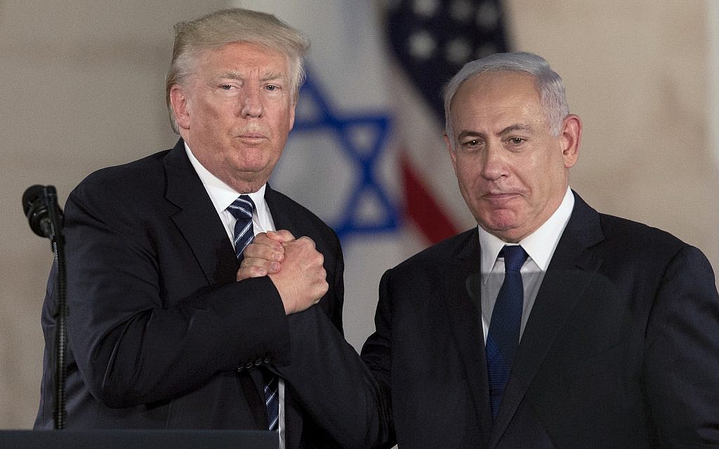 In this Tuesday, May 23, 2017 file photo, US President Donald Trump, left, shakes hands with Israeli Prime Minister Benjamin Netanyahu at the Israel Museum in Jerusalem (AP Photo/Sebastian Scheiner, File) In this Tuesday, May 23, 2017 file photo, US President Donald Trump, left, shakes hands with Israeli Prime Minister Benjamin Netanyahu at the Israel Museum in Jerusalem (AP Photo/Sebastian Scheiner, File)