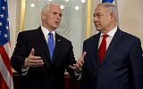 US Vice President Mike Pence meets with Israel's Prime Minister Benjamin Netanyahu in Jerusalem, Monday, Jan. 22, 2018. (AP Photo/Ariel Schalit, Pool)