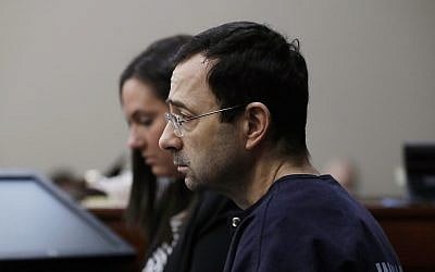 Larry Nassar, during the seventh day of his sentencing hearing, in Lansing, Michigan, January 24, 2018. (Carlos Osorio/AP)
