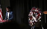 Tal Ramon, son of space shuttle Columbia astronaut Ilan Ramon, plays for the crowd Thursday, Jan 25, 2018, at Kennedy Space Center during NASA's annual day of remembrance in Cape Canaveral, Fla. (Craig Bailey/Florida Today via AP)
