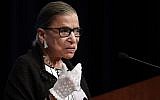 US Supreme Court Justice Ruth Bader Ginsburg, speaking at the Georgetown University Law Center campus in Washington, DC, on September 20, 2017. (AP Photo/Carolyn Kaster, file)