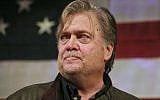 In this September 25, 2017 photo, former presidential strategist Steve Bannon speaks at a rally for US Senate hopeful Roy Moore, in Fairhope, Alabama (AP Photo/Brynn Anderson)