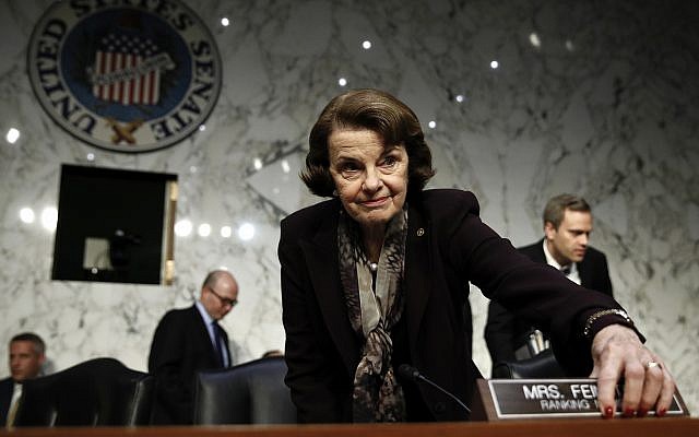 Democratic Senator Dianne Feinstein at a Senate Judiciary Committee hearing on Capitol Hill in Washington, December 6, 2017. (AP Photo/Carolyn Kaster) Democratic Senator Dianne Feinstein at a Senate Judiciary Committee hearing on Capitol Hill in Washington, December 6, 2017. (AP Photo/Carolyn Kaster)