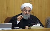 Iran's President Hassan Rouhani speaks in a cabinet meeting in Tehran, Iran, December 31, 2017. (Iranian Presidency Office via AP)