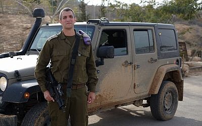 Lt. Col. Liron Aroch, head of the IDF's Southern Command Training Base, during a tour of the facility on January 10, 2018. (Judah Ari Gross/Times of Israel)