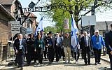 Illustrative: A March of the Living delegation at the Auschwitz-Birkenau camp site in Poland on May 5, 2016. (Yossi Zeliger/Flash90)