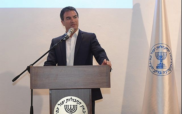 Mossad chief Yossi Cohen speaks at the launch event for intelligence agency's Libertad Fund on June 27, 2017. (Gershom/GPO) Mossad chief Yossi Cohen speaks at the launch event for intelligence agency's Libertad Fund on June 27, 2017. (Gershom/GPO)