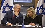 Prime Minister Benjamin Netanyahu and his wife Sara Netanyahu at the Knesset in Jerusalem, June 28, 2017. (Olivier Fitoussi/Pool)