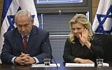 Prime Minister Benjamin Netanyahu and his wife Sara Netanyahu at the Knesset in Jerusalem, June 28, 2017. (Olivier Fitoussi/Pool)