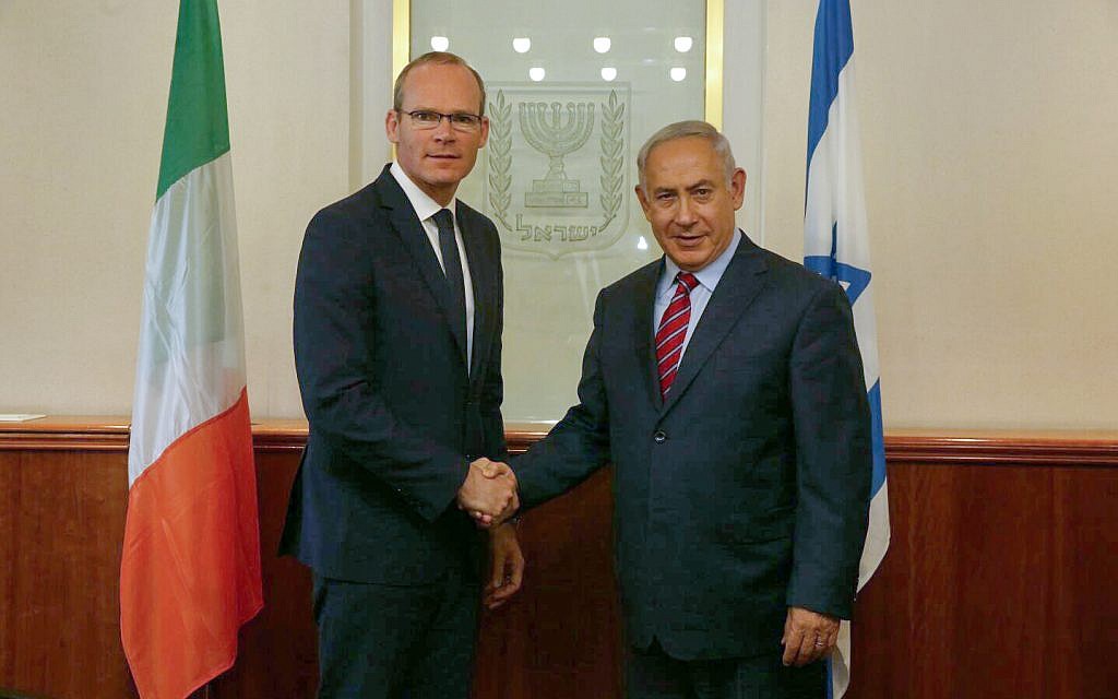 Prime Minister Benjamin Netanyahu meets with Irish Foreign Minister Simon Coveney in Jerusalem on July 11, 2017. (Haim Zach/GPO) Prime Minister Benjamin Netanyahu meets with Irish Foreign Minister Simon Coveney in Jerusalem on July 11, 2017. (Haim Zach/GPO)