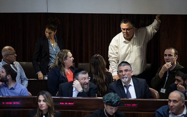Former coalition chairman David Bitan (right) stands in the Knesset on December 27, 2017 (Hadas Parush/Flash90) Former coalition chairman David Bitan (right) stands in the Knesset on December 27, 2017 (Hadas Parush/Flash90)