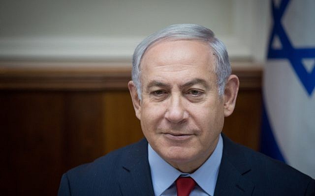Prime Minister Benjamin Netanyahu leads the weekly government meeting at the Prime Minister's Office in Jerusalem, on December 31, 2017. (Hadas Parush/Flash90) Prime Minister Benjamin Netanyahu leads the weekly government meeting at the Prime Minister's Office in Jerusalem, on December 31, 2017. (Hadas Parush/Flash90)