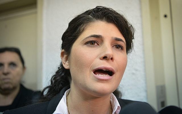 Likud MK Sharren Haskel arrives for a hearing at the party's top internal court in Tel Aviv on January 8, 2018. (Flash90)
