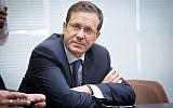 Opposition Leader Isaac Herzog attends a faction meeting at the Knesset in Jerusalem on January 8, 2018. (Miriam Alster/Flash90)
