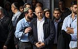 Education Minister Naftali Bennett attends the funeral of Rabbi Raziel Shevah, 35, in the West Bank outpost of Havat Gilad on January 10, 2018. (Miriam Alster/Flash90)