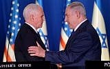 US Vice President Mike Pence and Prime Minister Benjamin Netanyahu at the Prime Minister's Residence, in Jerusalem, January 22, 2018. (Avi Ohayon/GPO)