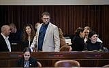 Likud MK Oren Hazan, center, in Knesset plenum in Jerusalem, January 31, 2018. (Hadas Parush/Flash90)