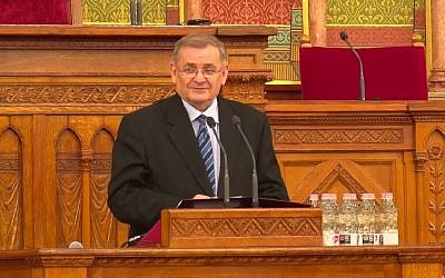 Screen capture from video of deputy speaker of the National Assembly of the Hungarian parliament Sandor Lezsak. (YouTube)