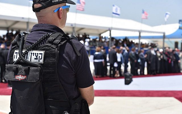 This photo released on Sunday, January 21, 2018 shows preparations by Israeli police ahead of US Vice President Mike Pence's two-day visit to the country, taking place mainly in Jerusalem. (Photo credit: Israel Police) This photo released on Sunday, January 21, 2018 shows preparations by Israeli police ahead of US Vice President Mike Pence's two-day visit to the country, taking place mainly in Jerusalem. (Photo credit: Israel Police)