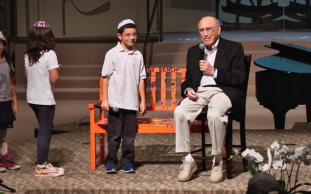 Screen capture of Rabbi Isaiah Zeldin, seated, during a Stephen Wise Temple community event. (YouTube)