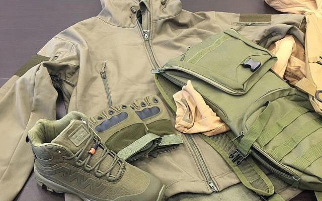 Military gear being smuggled to Gaza, seized at Ashdod port on January 15, 2018. (Israel Tax Authority/Ashdod customs)