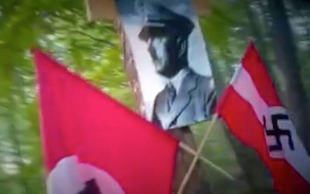 A screenshot from a segment aired on Polish television about neo-Nazi group Pride and Modernity. (Screen capture: Twitter) A screenshot from a segment aired on Polish television about neo-Nazi group Pride and Modernity. (Screen capture: Twitter)