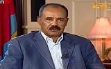 Eritrean President Isaias Afwerki in TV interview on January 20, 2018. (Screen capture/YouTube)