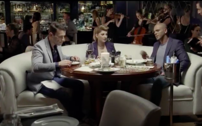 Greek crooner Nikos Vertis, left, with Sarit Hadad and Eyal Golan, ahead of their joint 2014 performance  YouTube screen grab