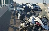 Police pull over a 65-year-old man caught driving under the influence of marijuana, January 30, 2018. (Israel Police)