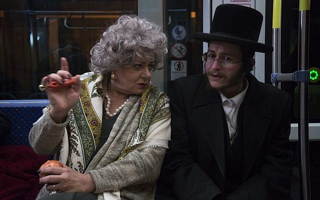 Hana Laslo (left) and Haim David (right), on 'The Jerusalem Light Rail' (Courtesy Amos Gitai) Hana Laslo (left) and Haim David (right), on 'The Jerusalem Light Rail' (Courtesy Amos Gitai)