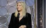 Presenter Barbra Streisand speaks onstage during the 75th Annual Golden Globe Awards at The Beverly Hilton Hotel on January 7, 2018, in Beverly Hills, California.  (Paul Drinkwater/NBCUniversal via Getty Images via JTA)