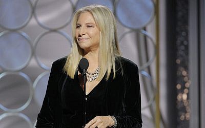 Presenter Barbra Streisand speaks onstage during the 75th Annual Golden Globe Awards at The Beverly Hilton Hotel on January 7, 2018, in Beverly Hills, California.  (Paul Drinkwater/NBCUniversal via Getty Images via JTA)