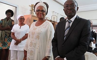 A couple in Abidjan marry according to Jewish tradition, December 9, 2017. (Bonita Sussman via JTA)