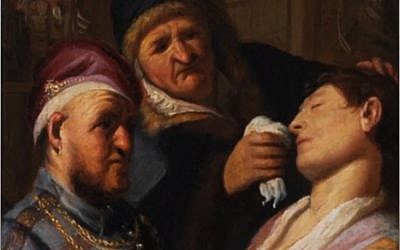 Detail from a painting owned by the Landau family of north New Jersey that turned out to be an original Rembrandt which sold for $1.1 million at auction. (Screenshot from Fox Business Network's series Strange Inheritance,  screened January 15, 2018.)