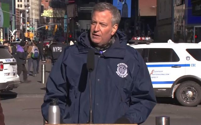 NYC Mayor Bill de Blasio announces new barriers to prevent terror attacks (YouTube screenshot) NYC Mayor Bill de Blasio announces new barriers to prevent terror attacks (YouTube screenshot)